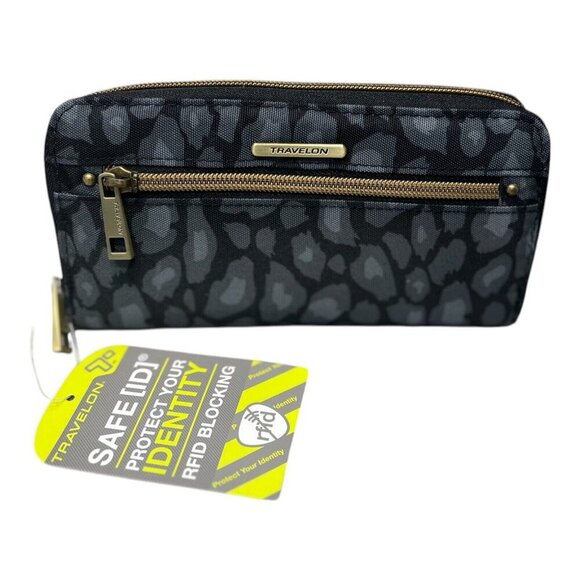 Travelon RFID Blocking Anti-theft Wristlet Wallet Clutch Leopard Print NWT - Picture 1 of 5